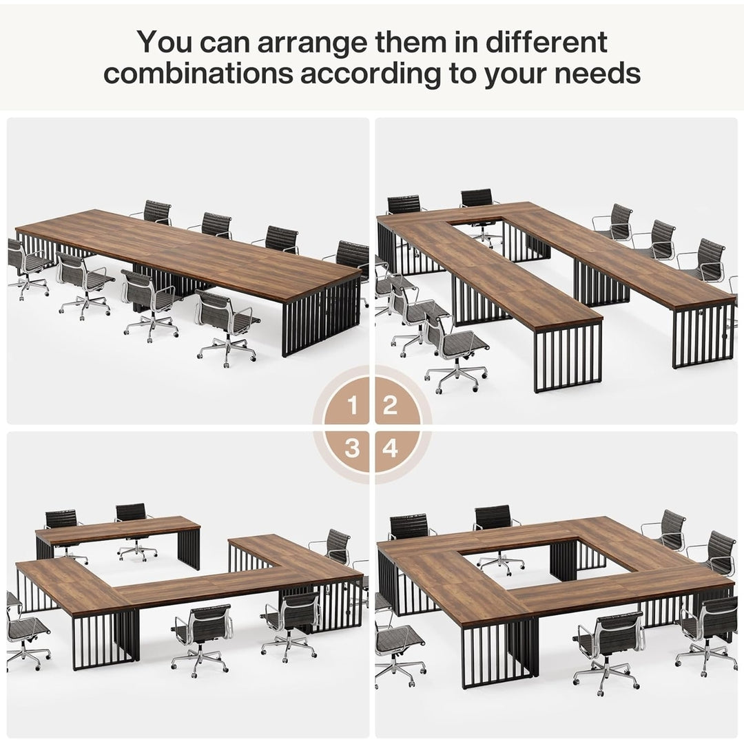 Tribesigns Industrial Conference Table 6.56ft Rectangle Brown Wood for 6-8 People Image 6