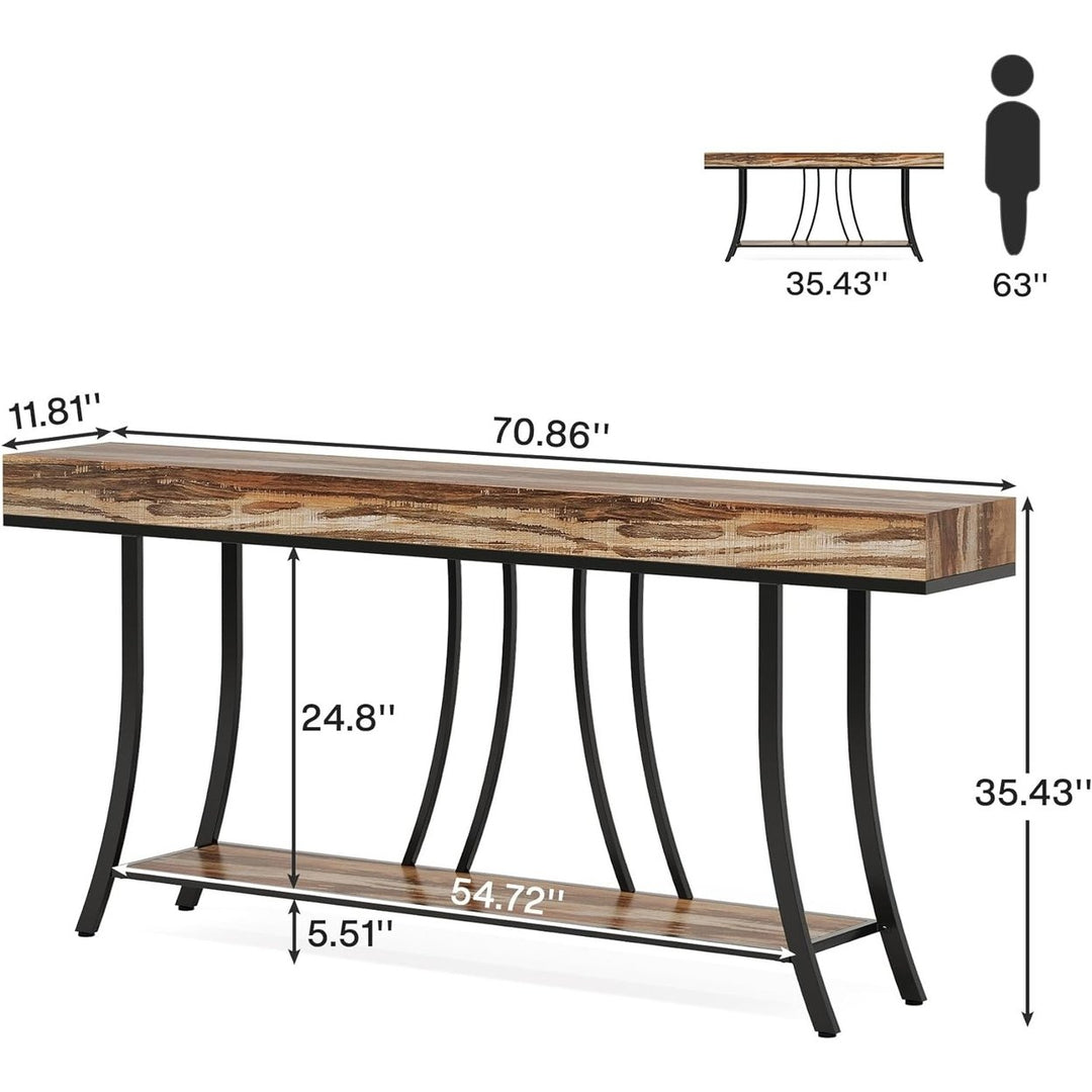 Tribesigns Extra Long Console Table with 2-Tier , Industrial Narrow Sofa Table with Storage Shelves,for Living Image 6