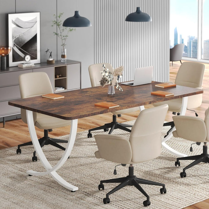 Tribesigns Modern Executive Desk 63in White Brown Waterproof Computer Table Image 4