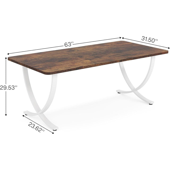 Tribesigns Modern Executive Desk 63in White Brown Waterproof Computer Table Image 6