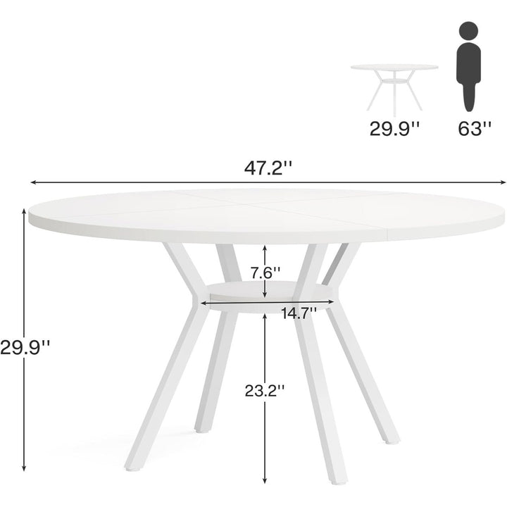 Tribesigns 47 Inch Round Dining Table White Kitchen Table Seats 4-6 Modern Design Image 5