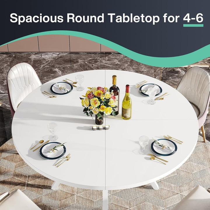 Tribesigns 47 Inch Round Dining Table White Kitchen Table Seats 4-6 Modern Design Image 6