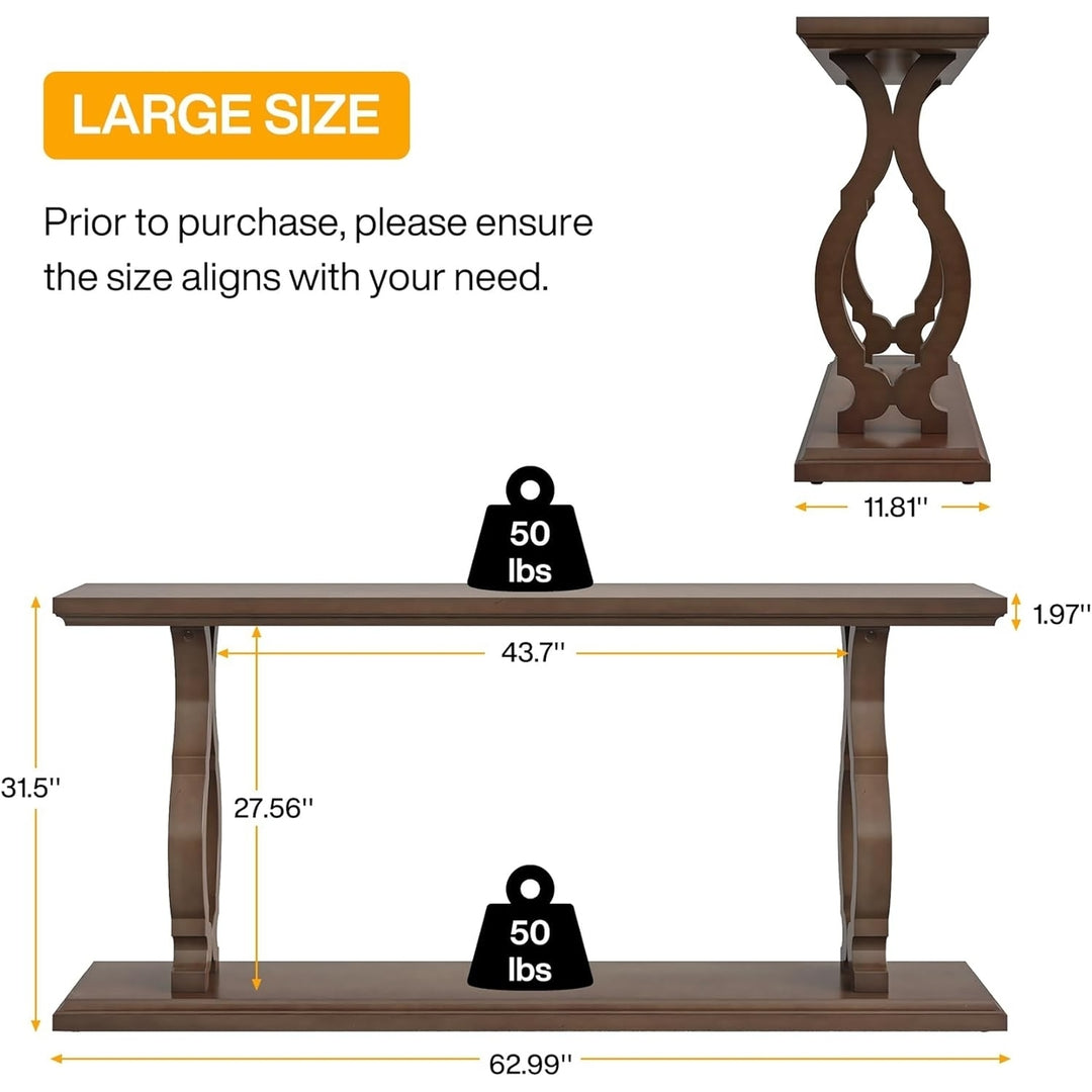 Tribesigns 63 Inch Extra Long Wood Sofa Table Entry Console Narrow 2-Tier Design Image 6