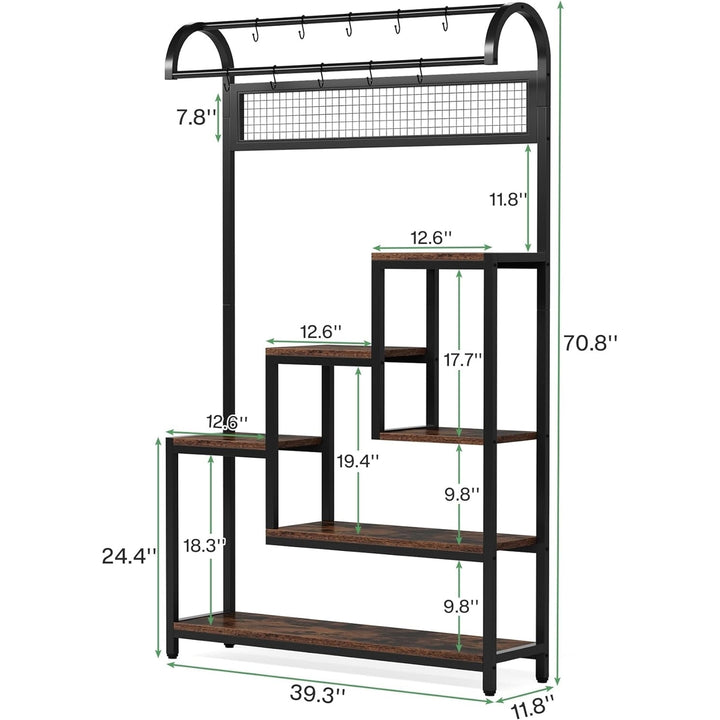 Tribesigns Tall Indoor Plant Stand, 5-Tier Large Metal Plant Shelf with 10PC S Hanging Hooks Image 6