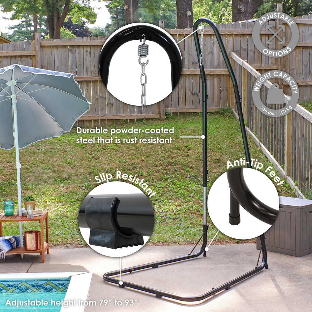 Sunnydaze Powder-Coated Steel Adjustable Hammock Chair Stand - 93 in Image 2