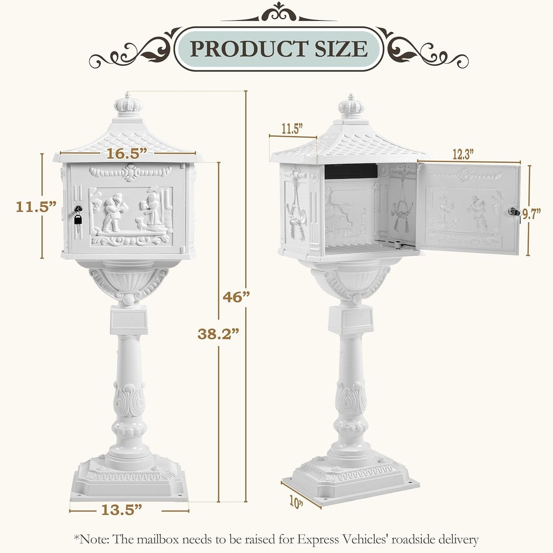 Yaheetech Vintage Cast Aluminum Mailbox Outside Water-Resistant Receiving Mail Box Locking Security Postal Box Image 2