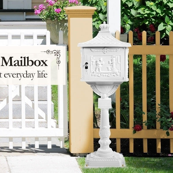 Yaheetech Vintage Cast Aluminum Mailbox Outside Water-Resistant Receiving Mail Box Locking Security Postal Box Image 6