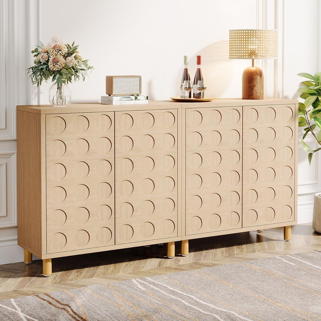 Tribesigns Buffet Cabinet with Storage, 57 inch Large Sideboard Storage Cabinet with 4 Doors, Modern Credenzas Console Image 1