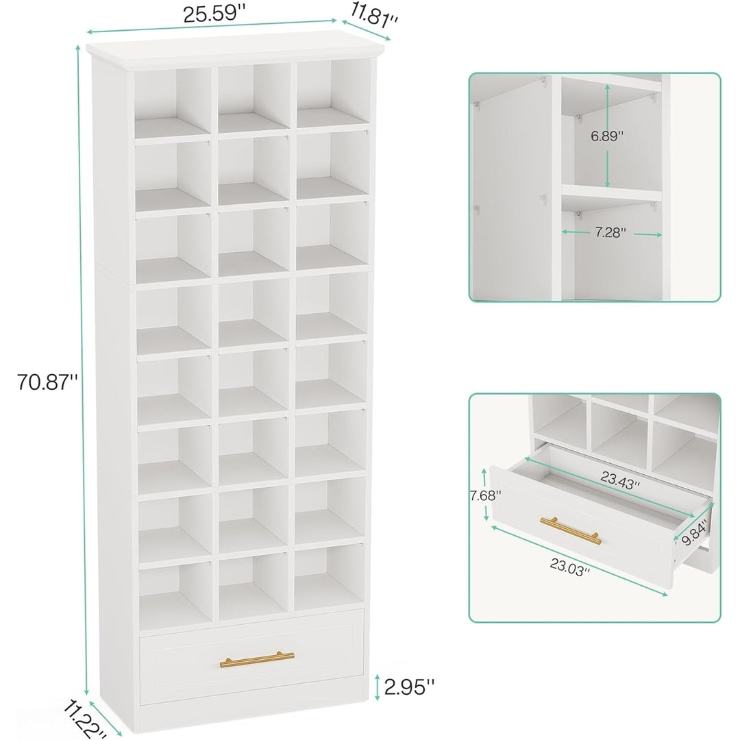 Tribesigns 9-Tier Shoe Storage Cabinet White 71 Inch Tall Wooden Shoe Rack Image 5