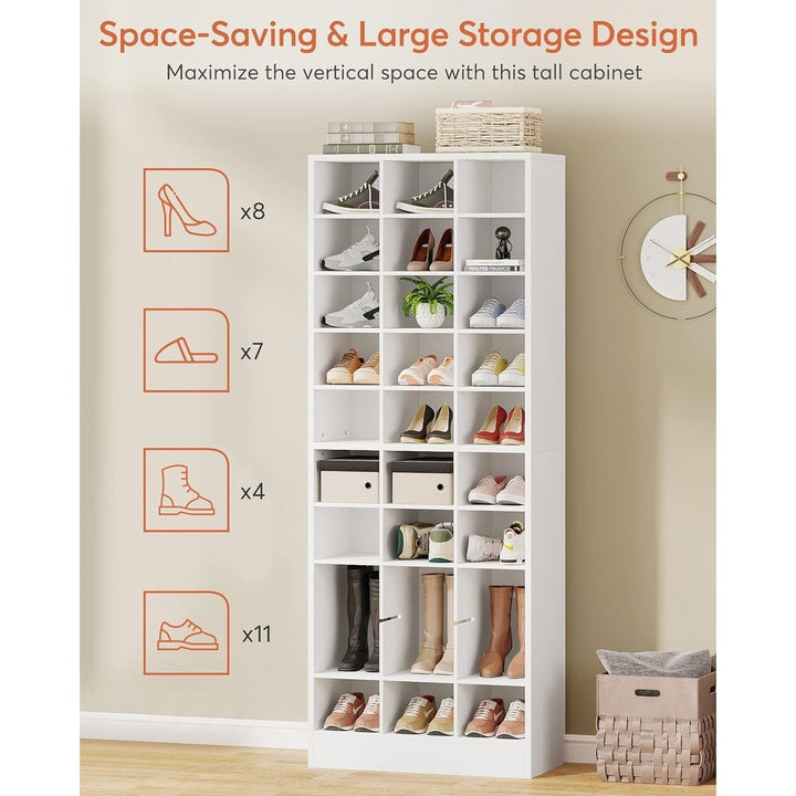 Tribesigns 10-Tier Shoe Storage Cabinet, White Wooden Shoe Rack with 30 Cubbies Image 5