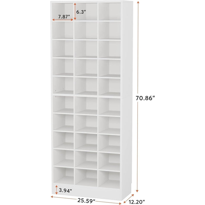 Tribesigns 10-Tier Shoe Storage Cabinet, White Wooden Shoe Rack with 30 Cubbies Image 6