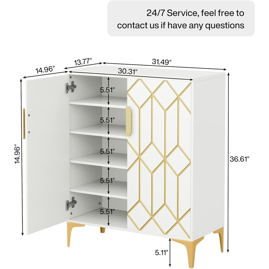 Tribesigns Shoe Cabinet with Doors, 5 Tiers Shoe Cabinet for Entryway, White Shoe Storage Cabinet with Adjustable Image 5