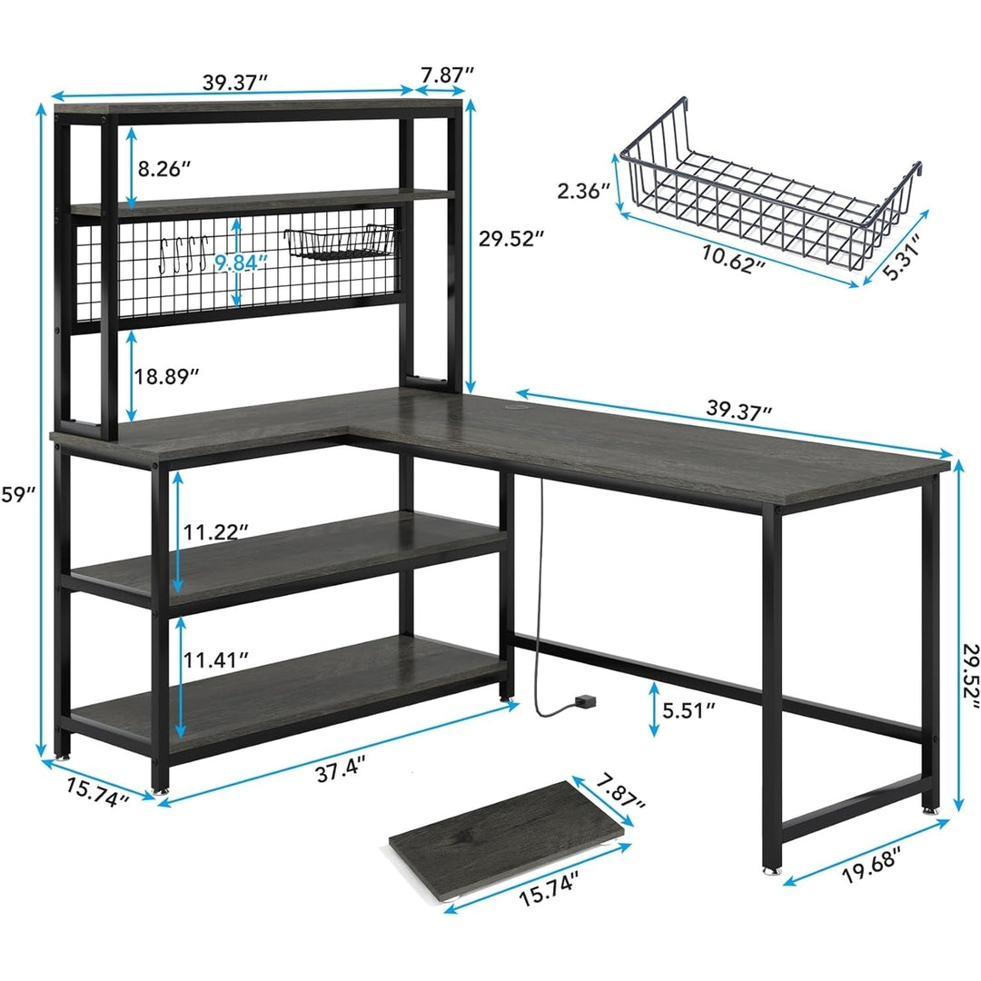 Tribesigns 55" Large Computer Desk with Wireless Charging 5 Storage Shelves, Office Desk Study Table Image 6