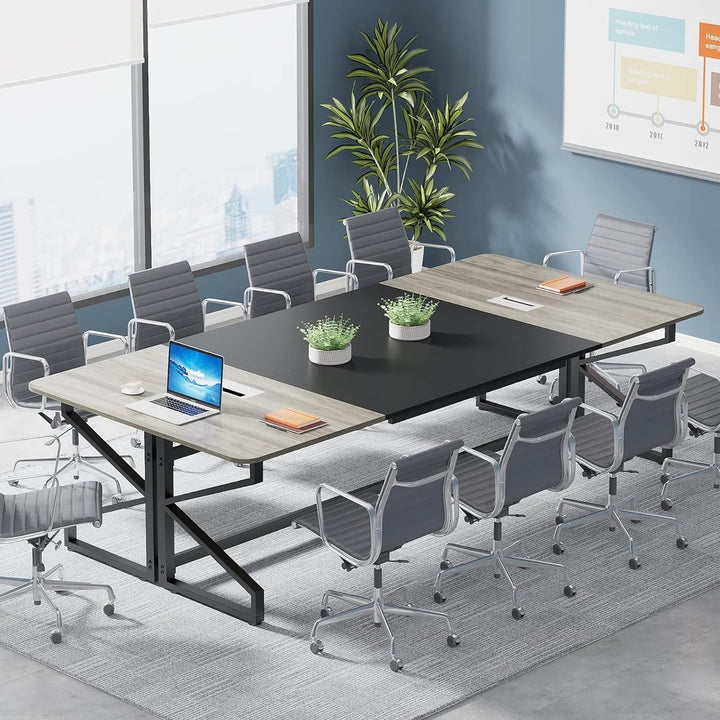 Tribesigns 8FT Conference Table Rectangular Meeting Room Table with Grommet Image 1