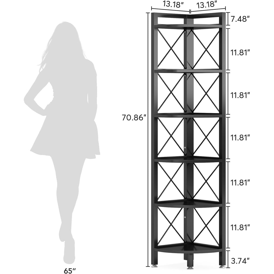 Tribesigns 6 Tier Corner Shelf, Industrial Corner Bookshelf Small Bookcase Corner Storage Rack Image 5