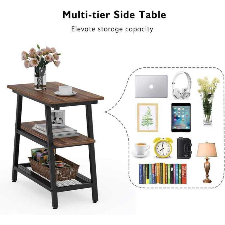 Tribesigns 3-Tier Side Table Industrial End Table with Metal Mesh Shelf Image 5