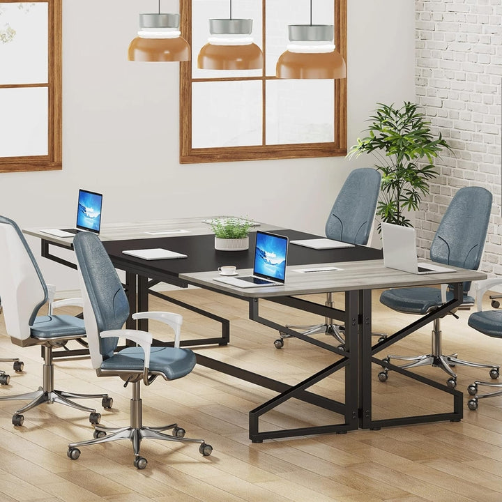 Tribesigns 8FT Conference Table Rectangular Meeting Room Table with Grommet Image 4