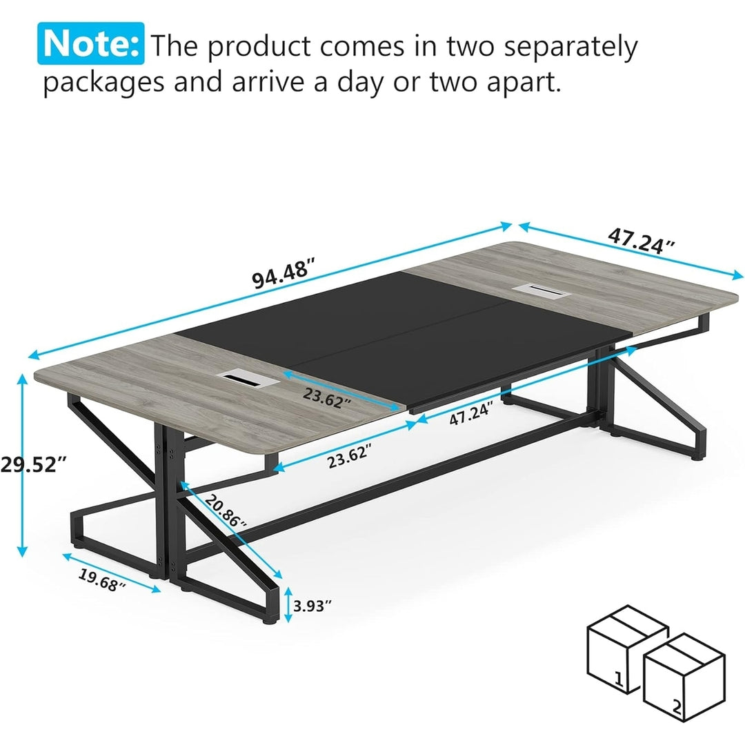 Tribesigns 8FT Conference Table Rectangular Meeting Room Table with Grommet Image 5