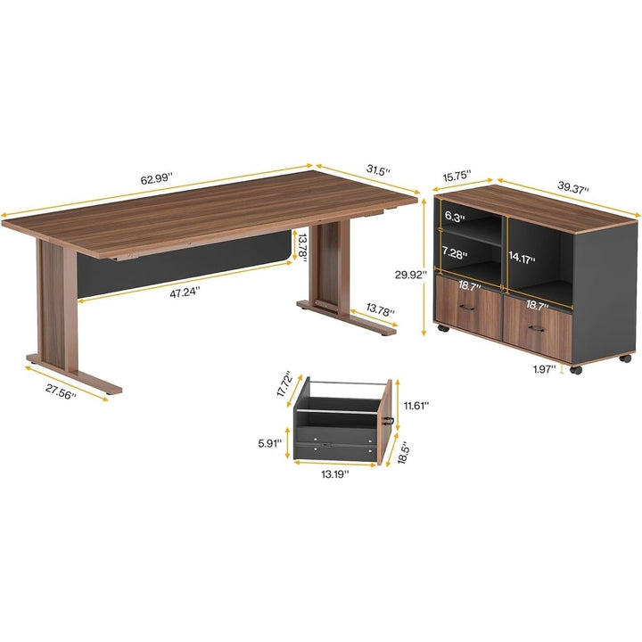 Tribesigns Large L Shaped Computer Desk with File Storage Cabinet,Computer Desk with Mobile Cabinet Image 6