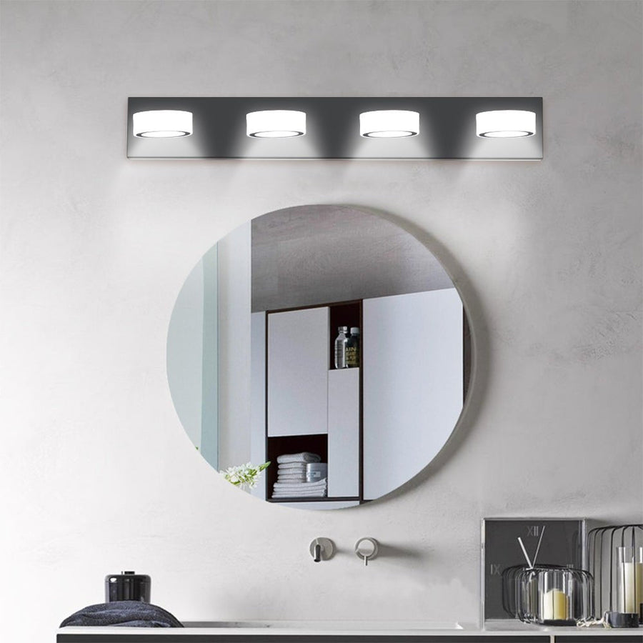 ExBrite LED Modern Black 4-Light Vanity Lights Fixtures Over Mirror Bath Wall Lighting Image 1