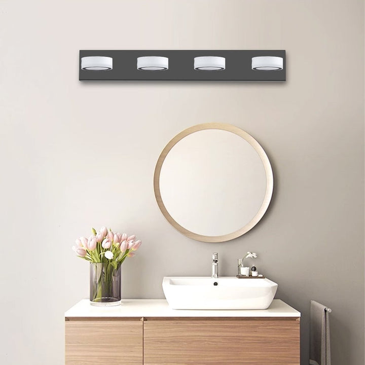 ExBrite LED Modern Black 4-Light Vanity Lights Fixtures Over Mirror Bath Wall Lighting Image 2