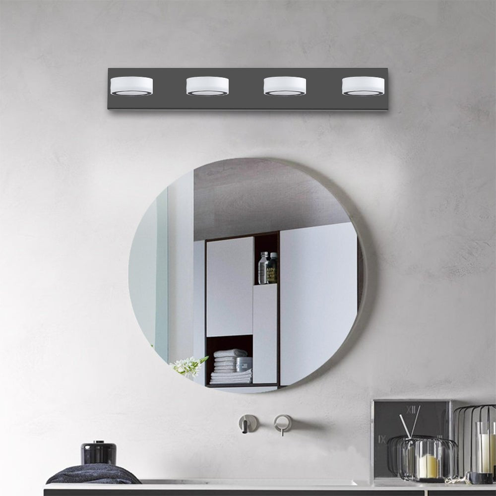 ExBrite LED Modern Black 4-Light Vanity Lights Fixtures Over Mirror Bath Wall Lighting Image 3