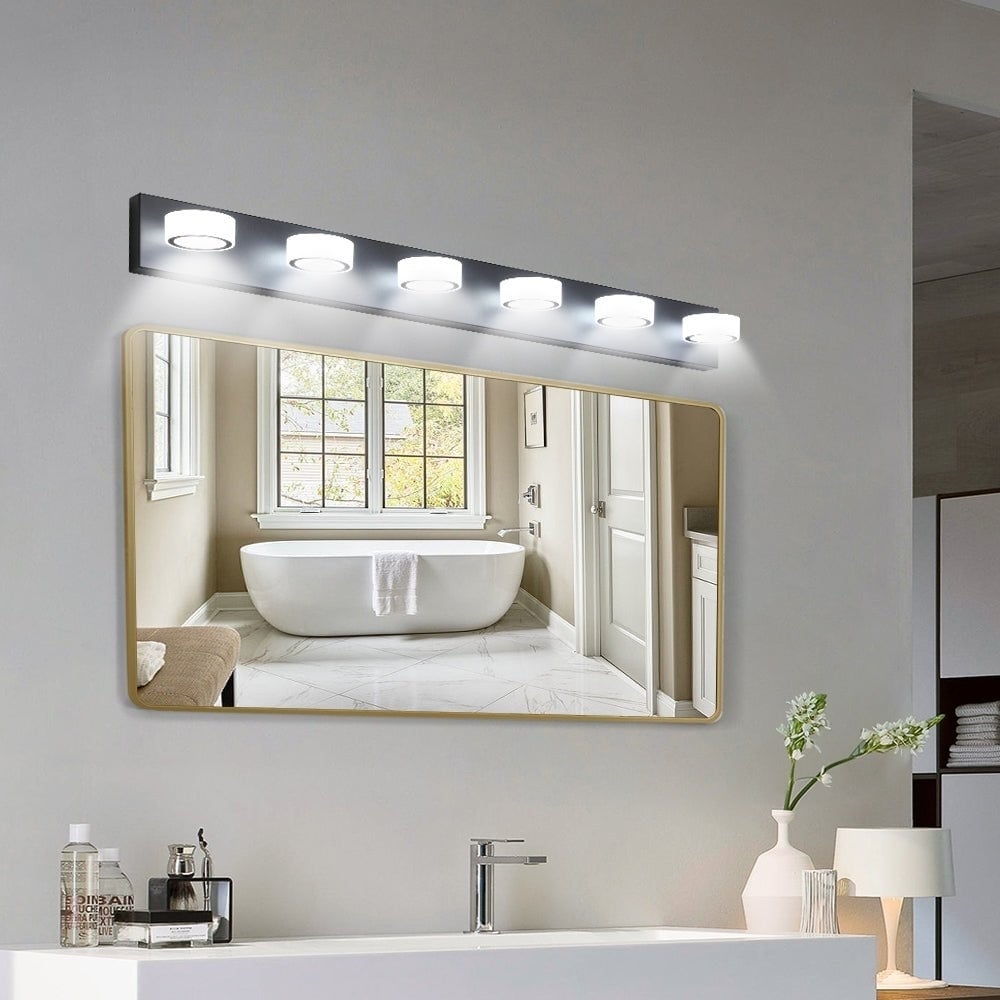 ExBrite LED Black 6-Light Vanity Fixture Modern Bath Wall Lighting 36W Image 3