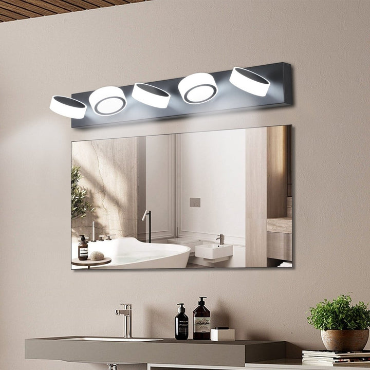 ExBrite Black 5-Light Modern LED Vanity Light Fixture Bath Wall Over Mirror Image 3