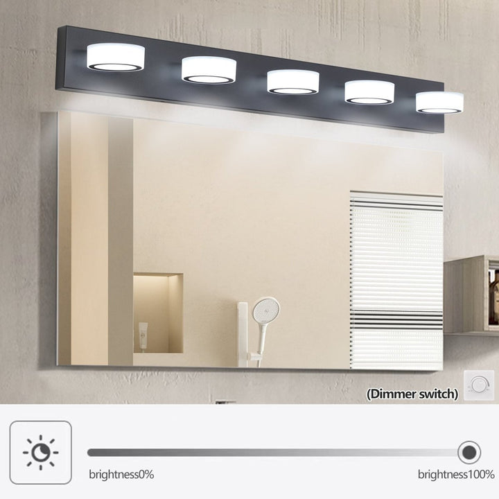 ExBrite Black 5-Light Modern LED Vanity Light Fixture Bath Wall Over Mirror Image 4