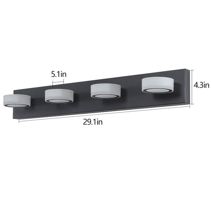 ExBrite LED Modern Black 4-Light Vanity Lights Fixtures Over Mirror Bath Wall Lighting Image 10