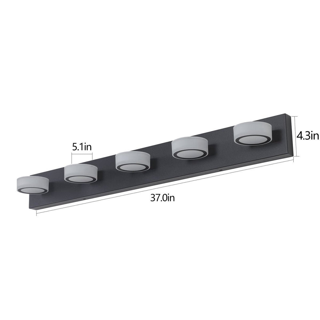 ExBrite Black 5-Light Modern LED Vanity Light Fixture Bath Wall Over Mirror Image 12