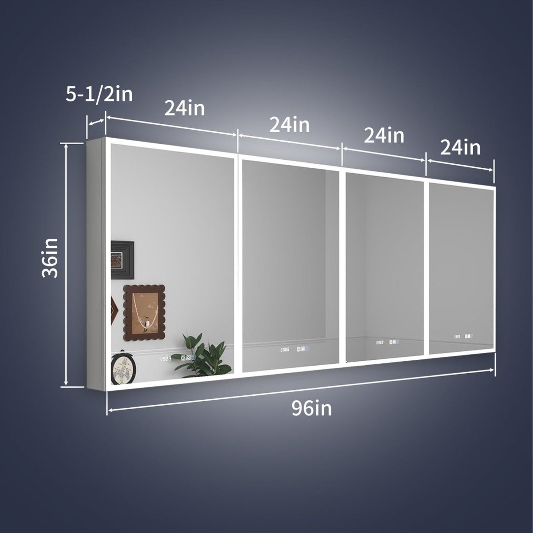 Rim 96"x36" LED Lighted Medicine Cabinet Recessed Surface Mirror Waterproof Image 2