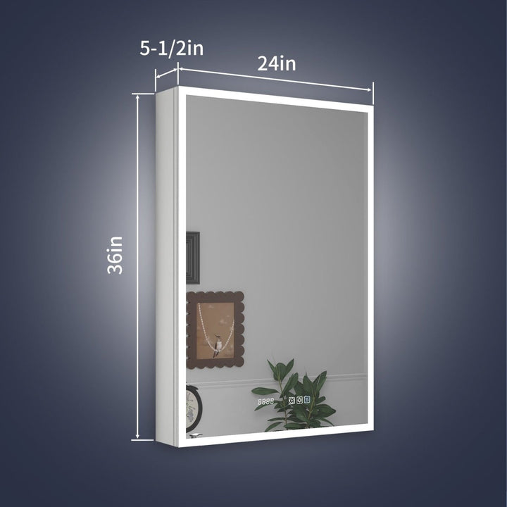 Rim 24" W x 36" H Led Lighted Medicine Cabinet Recessed or Surface with Mirrors, Hinge On The Left Image 2