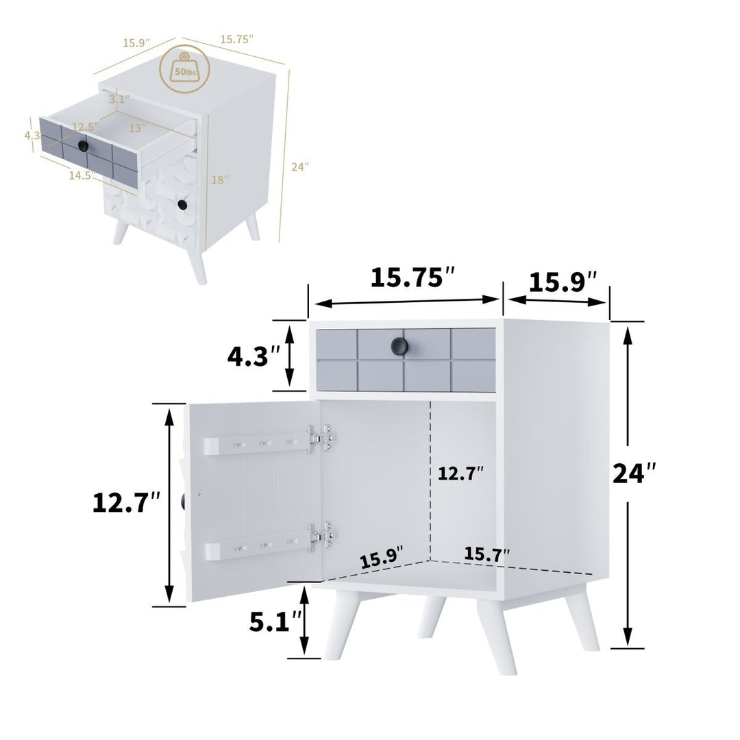 MangoLuxe Side Table Set White Small End Table Tall Nightstand 2 Pack Solid Wood Image 2