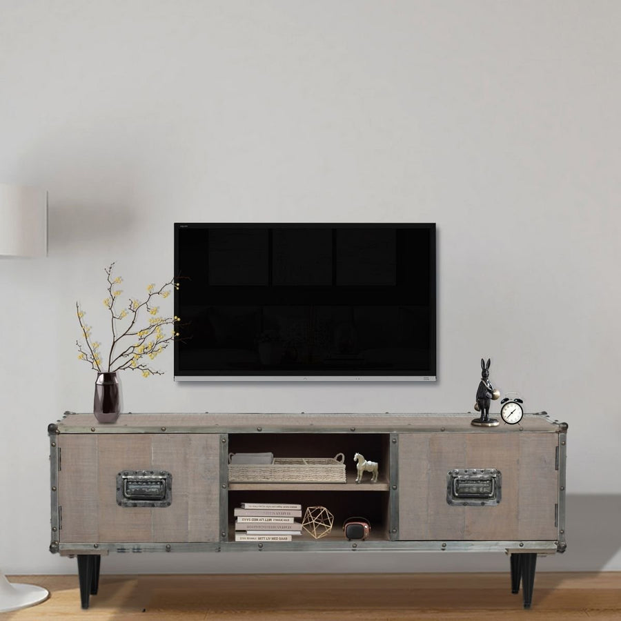 MangoLuxe Modern TV Stand for 55 Inch TV Solid Wood Storage Cabinet Furniture Image 1