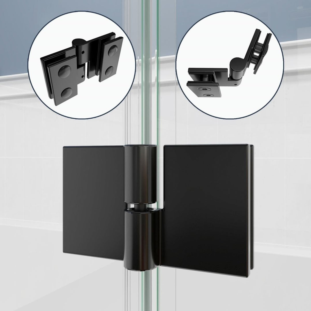 Trinity 51in Tub Shower Door Matte Black 8mm Tempered Glass Frameless Panel Image 5