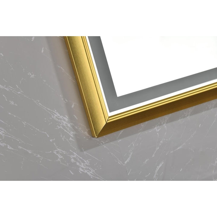 ExBrite 48x30 Gold Framed LED Wall Mount Mirror Anti-Fog Dimmable Bathroom Mirror Image 5