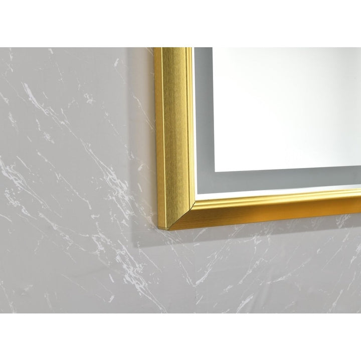 ExBrite 48x30 Gold Framed LED Wall Mount Mirror Anti-Fog Dimmable Bathroom Mirror Image 6