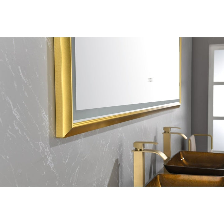 ExBrite 48x30 Gold Framed LED Wall Mount Mirror Anti-Fog Dimmable Bathroom Mirror Image 8