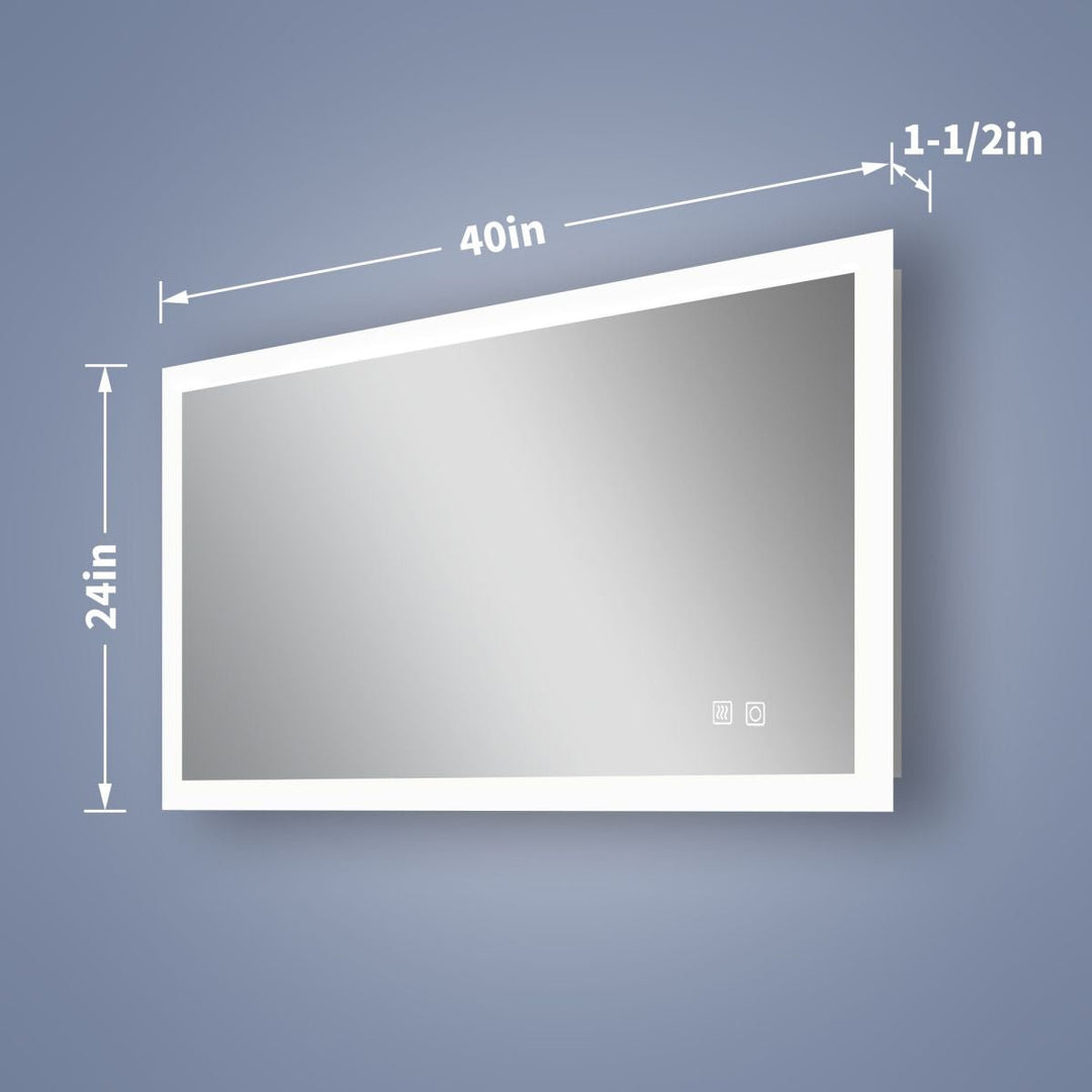 ES-DIY 40" x 24" LED Bathroom Mirror,Led Mirror for Bathroom,Anti-Fog,Dimmable,Touch Button,Water Proof,Backlit Mirror Image 3