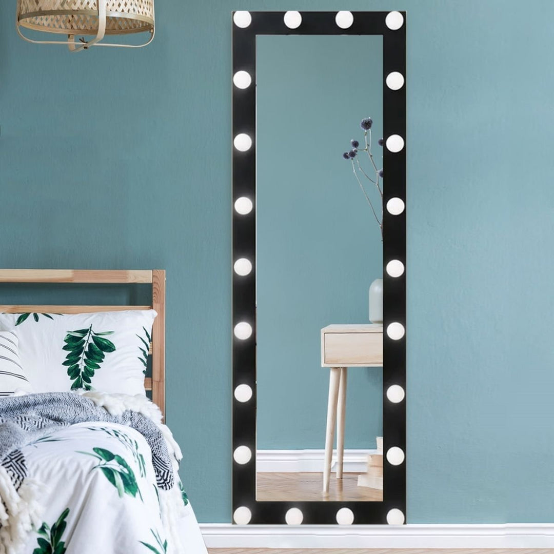 Allsumhome Full Length Mirror with LED Lights,24" x 65" Lighted Floor Standing, Full Body,Black Image 1