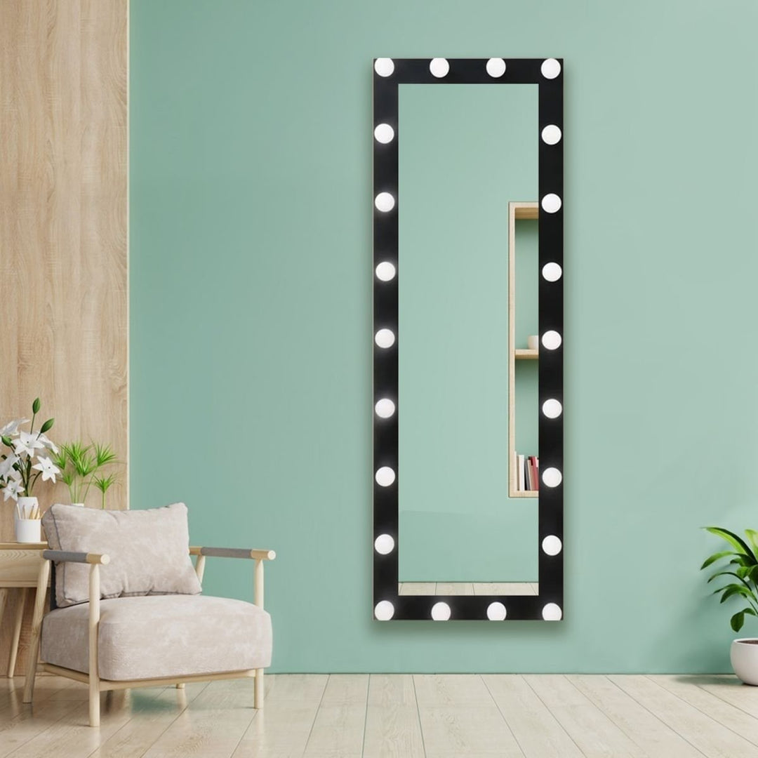 Allsumhome Full Length Mirror with LED Lights,24" x 65" Lighted Floor Standing, Full Body,Black Image 4