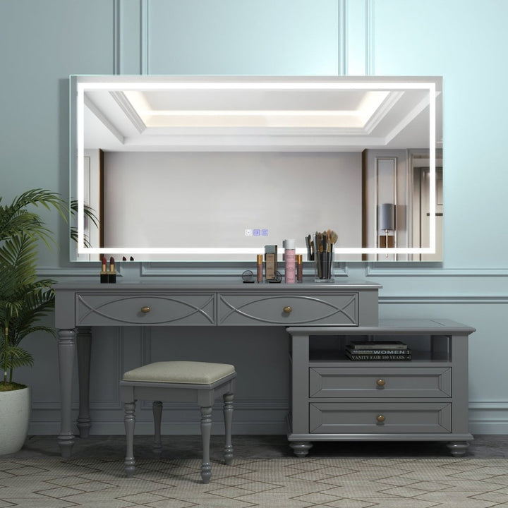 ES-DIY LED Bathroom Mirror 72"x 36" With Stepless Dimmable Wall Mirrors with Anti-Fog,Memory, 3 Colors Image 5