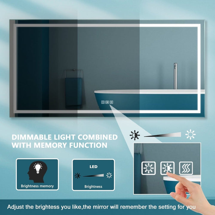 ES-DIY LED Bathroom Mirror 72"x 36" With Stepless Dimmable Wall Mirrors with Anti-Fog,Memory, 3 Colors Image 7