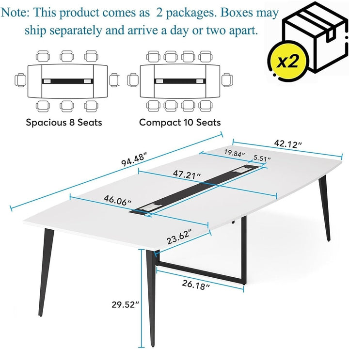 Tribesigns Modern Conference Room Table, Large Boat Shaped Meeting Seminar Table with Cable Grommets for Home Office Image 7