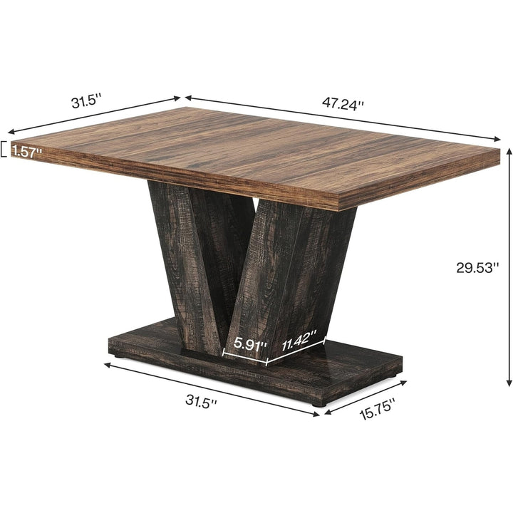 Tribesigns 47-Inch Dining Table for 4, with Heavy Duty Pedestal, Farmhouse Wooden Eating Table for Dining Room, Small Image 6