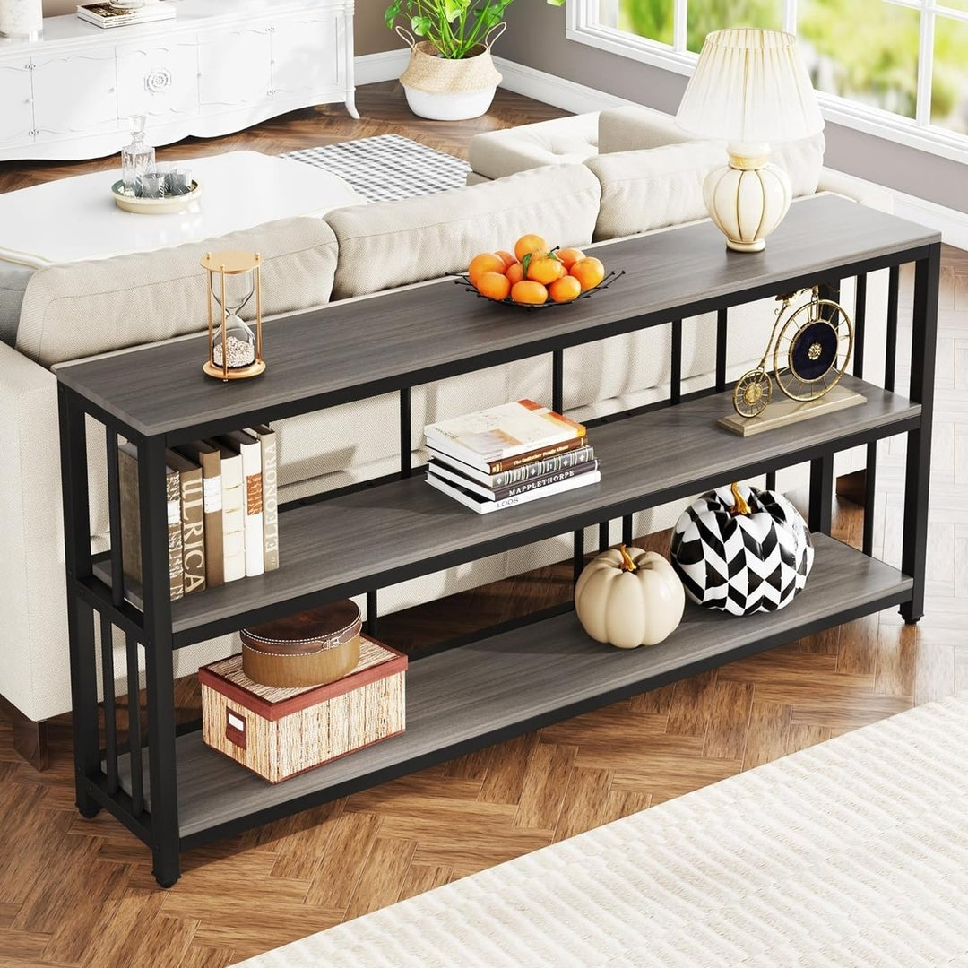 Tribesigns 71" Console Table 3-Tier Sofa Table Storage Shelves Entryway Table Image 3