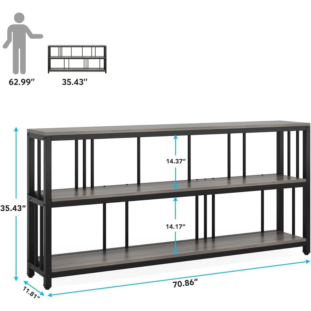 Tribesigns 71" Console Table 3-Tier Sofa Table Storage Shelves Entryway Table Image 5