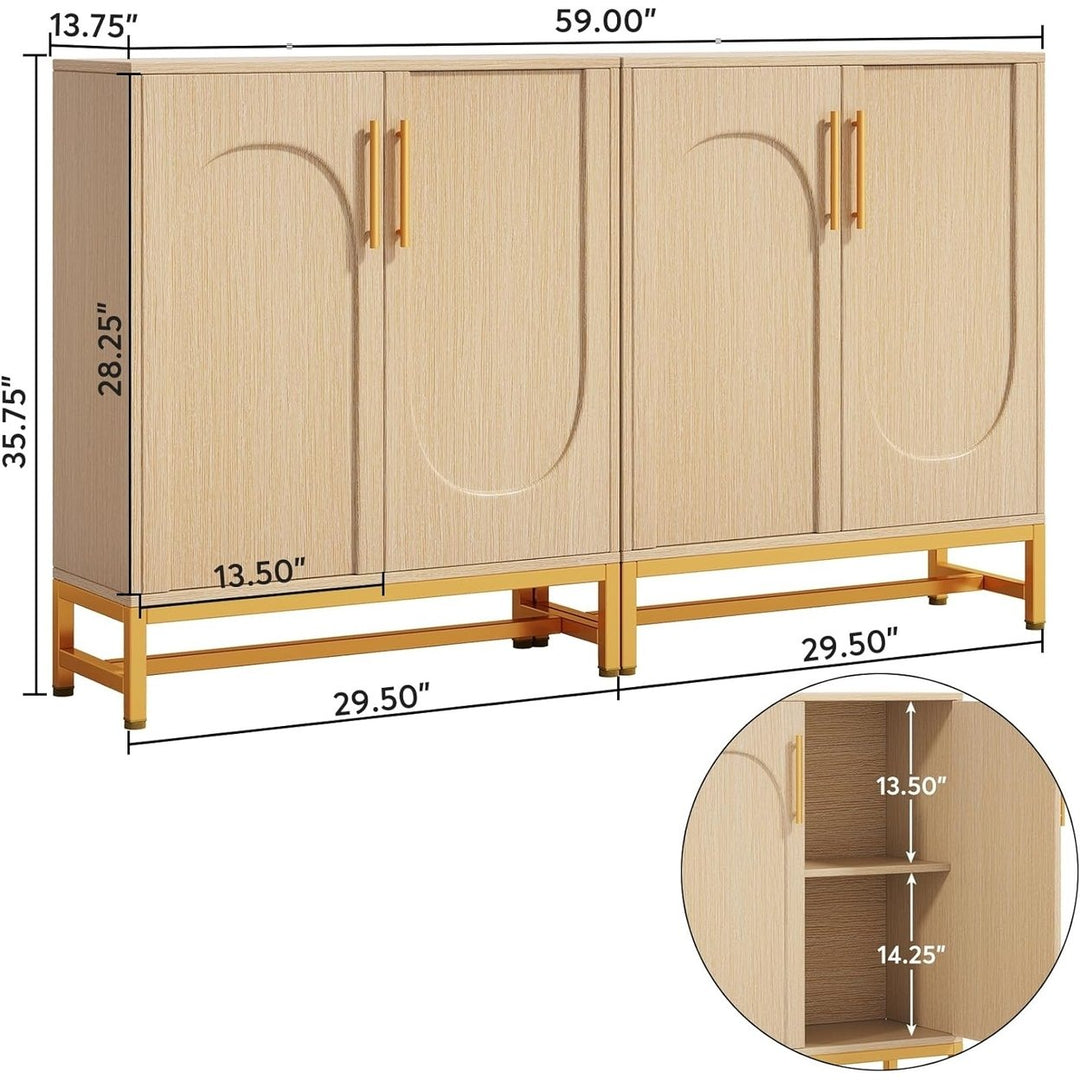 Tribesigns Modern Sideboard Buffet White Gold Faux Marble Metal Frame Adjustable Shelf Image 12