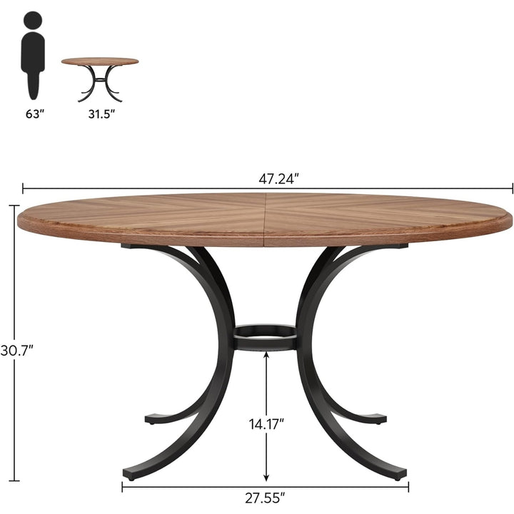 Tribesigns 47" Round Dining Table Wooden Surface for 4-6 People Pedestal Base Image 6